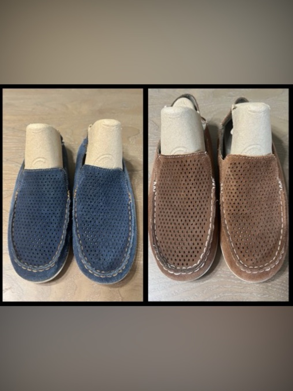 OluKai Nohea Perf Slip On Loafers BLUE & BROWN size 7 LOT